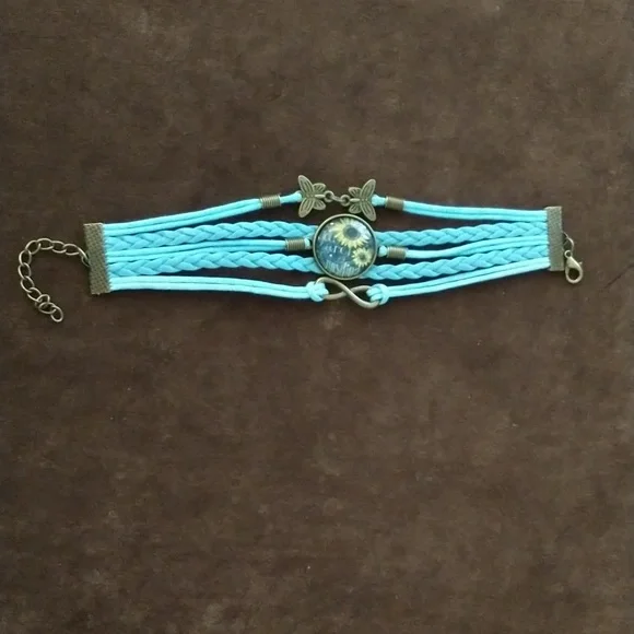 NWT butterfly, sunflower, infinity symbol braided leather bracelet - Picture 3 of 4